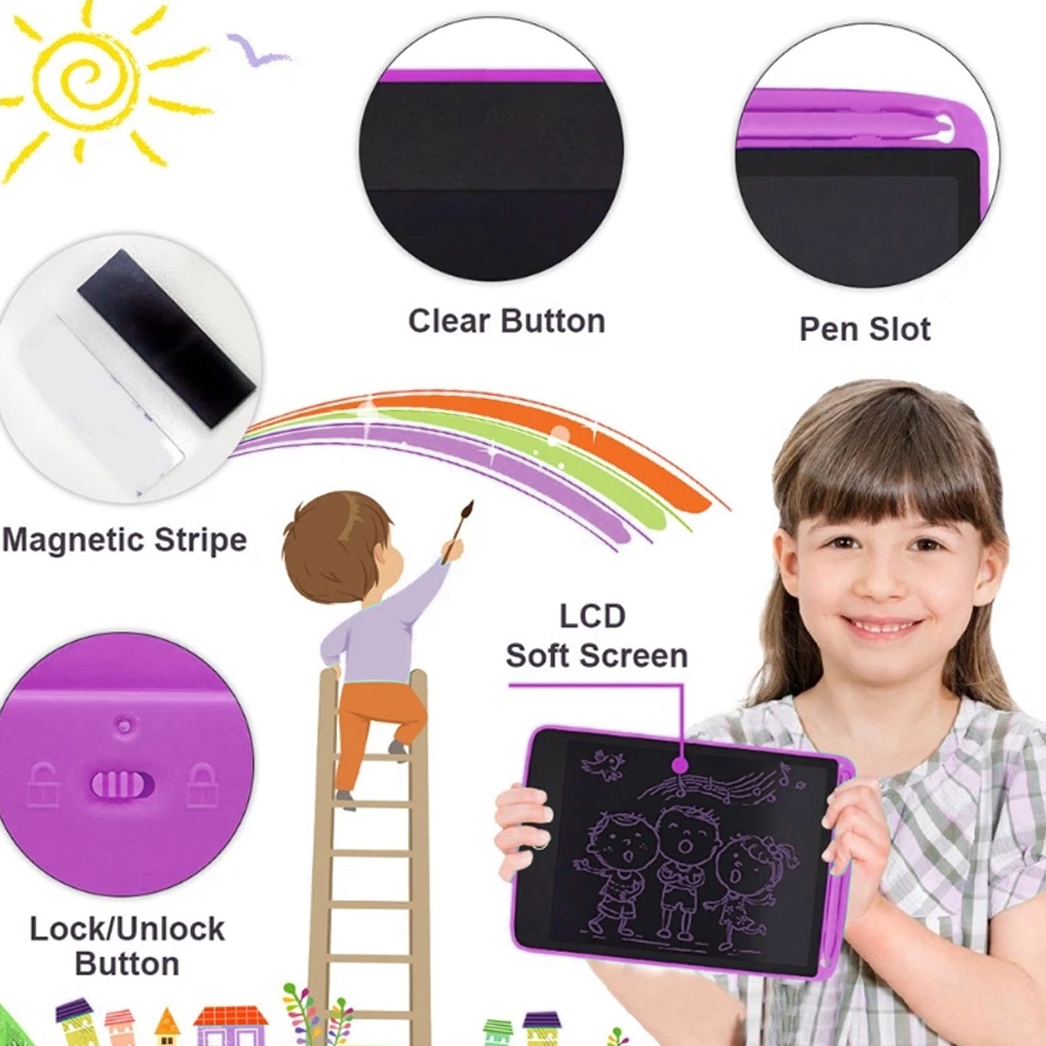 Portable LCD Writing Board Slate Drawing Record Notes Digital Notepad with Pen Handwriting Pad Paperless Graphic Tablet for Kids (8.5 inch) Portable LCD Writing Board Slate Drawing Record Notes Digital Notepad with Pen Handwriting Pad Paperless Graphic Tablet for Kids (8.5 inch)